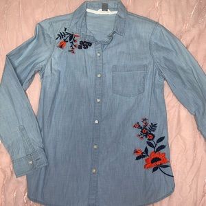 Floral chambray shirt